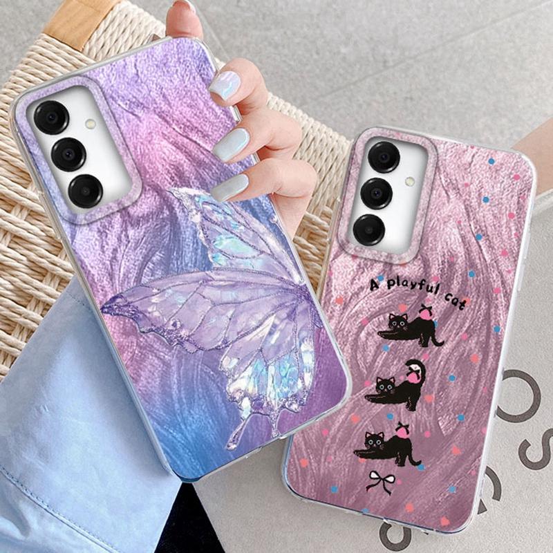 Butterfly Cat Case For iPhone 16 Pro Max Samsung A56 A16 A17 S25 FE Xiaomi Redmi Note 14 13 Pro 14C A5 Huawei Honor 400 200 Lite Pro Shockproof Cover