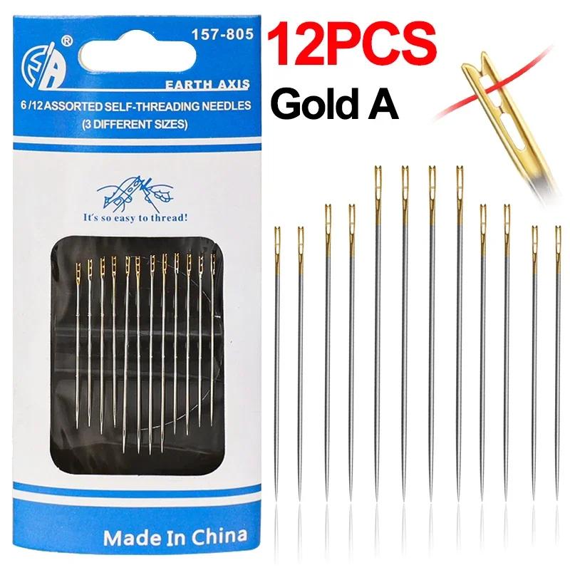 36/12Pcs Blind Sewing Needles Stainless Steel Elderly Needle-side Hole for Household Sewing DIY Jewerly Beading Threading Needle