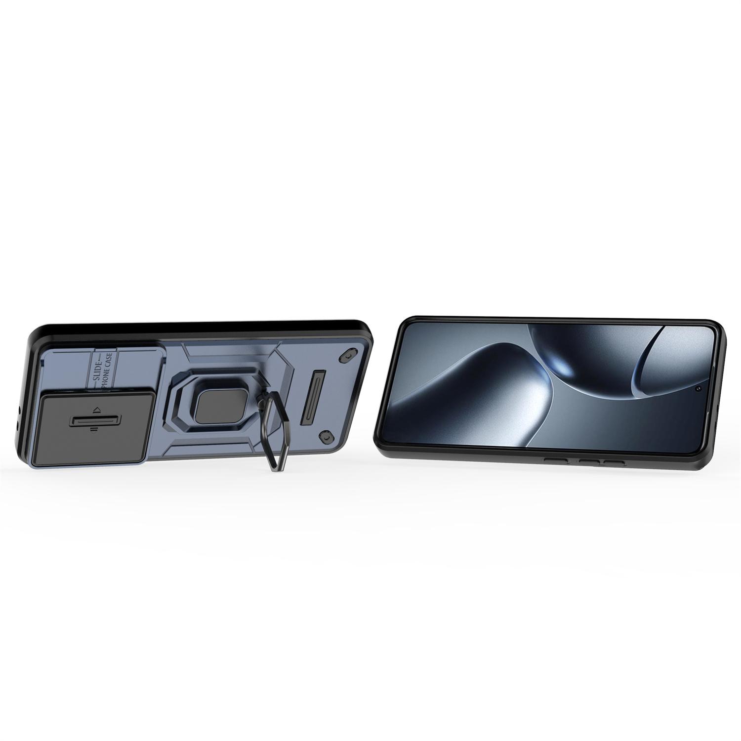 

For Xiaomi 14T Pro Case PC+TPU Kickstand Phone Protector with Lens Cover Black