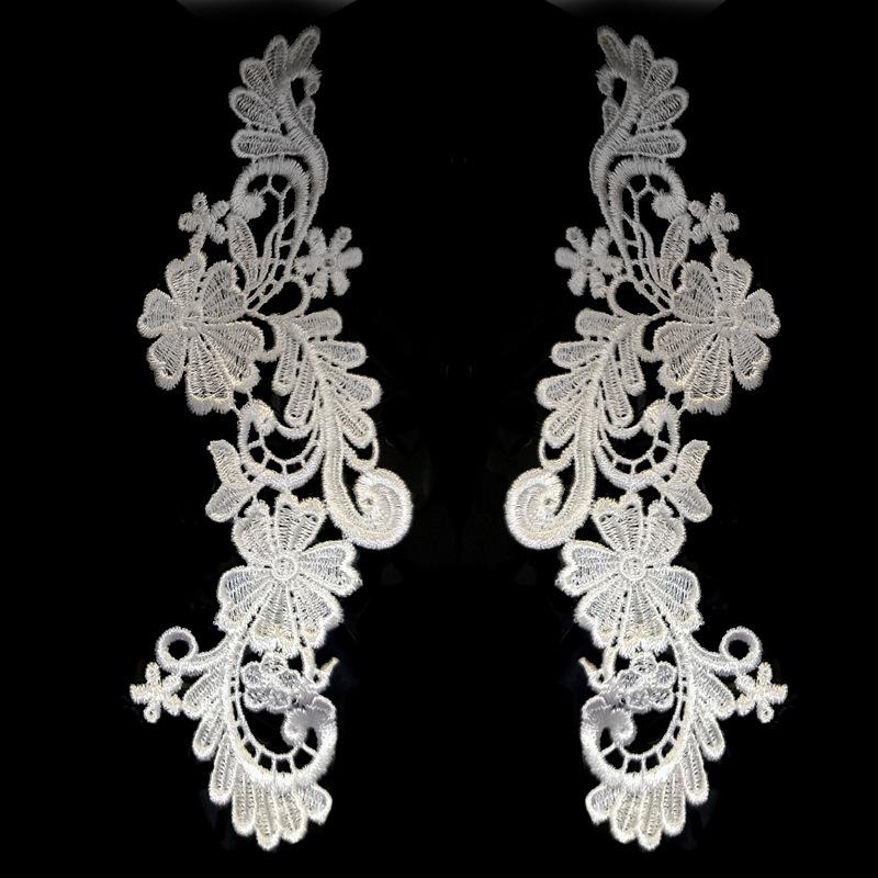 Water soluble lace 3D embroidery piece Embroidery symmetrical lace pair embroidery clothing DIY accessories polyester flower piece