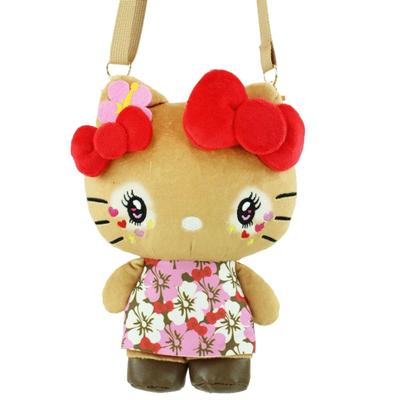 Yasuda Tsusho Hello Kitty Heisei Retro Kogal Series Mascot Shoulder H20xW12xD6cm KT Kogal Mascot Shoulder Bag HB Bag, Hibiscus, Approx. (HxWxD)