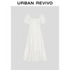 UR2026 Women's Puff Sleeve U-Neck Cotton Dress