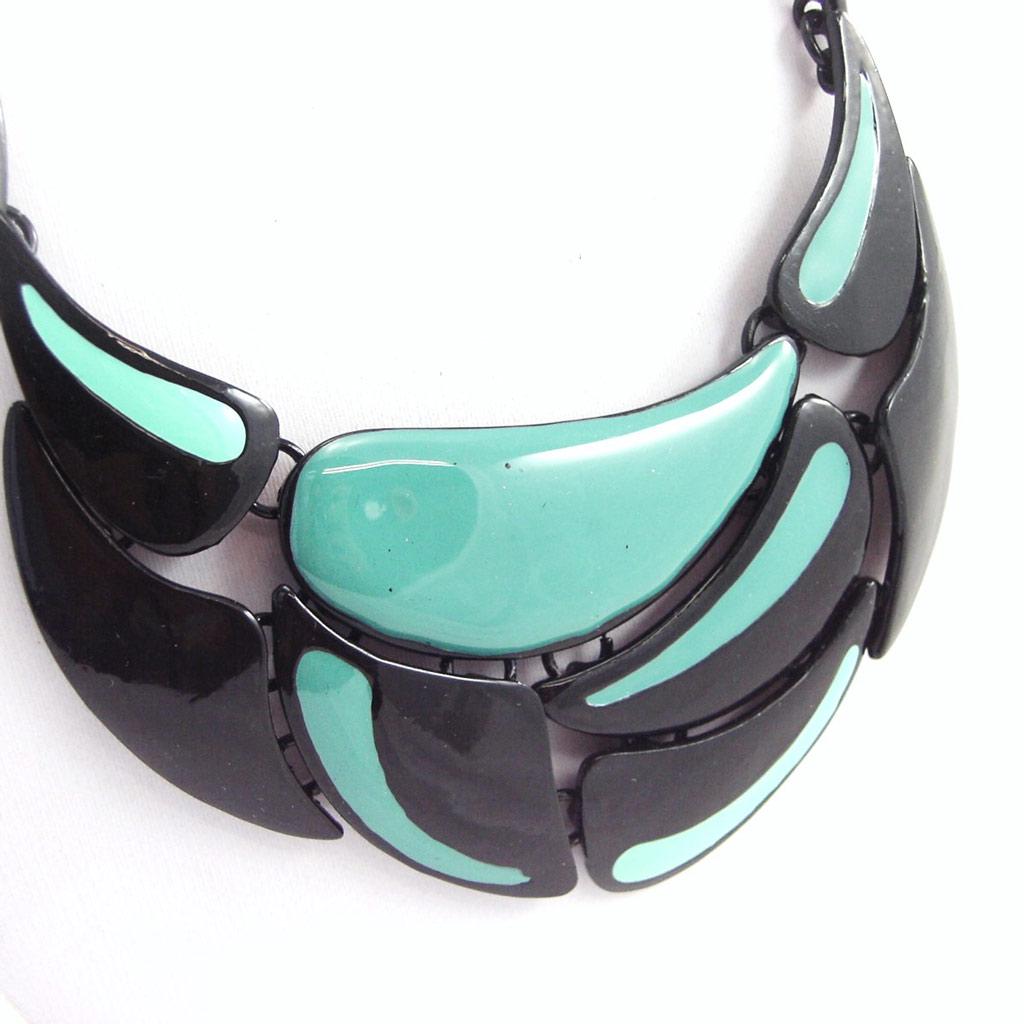 NOA [G5947] - Designer Necklace 'Harlequin' Green Black