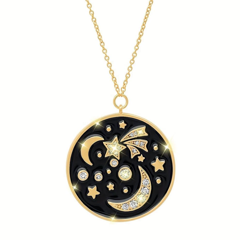 Charm Female Moon Pendant Necklace Vintage Gold Color Wedding Jewelry For Women