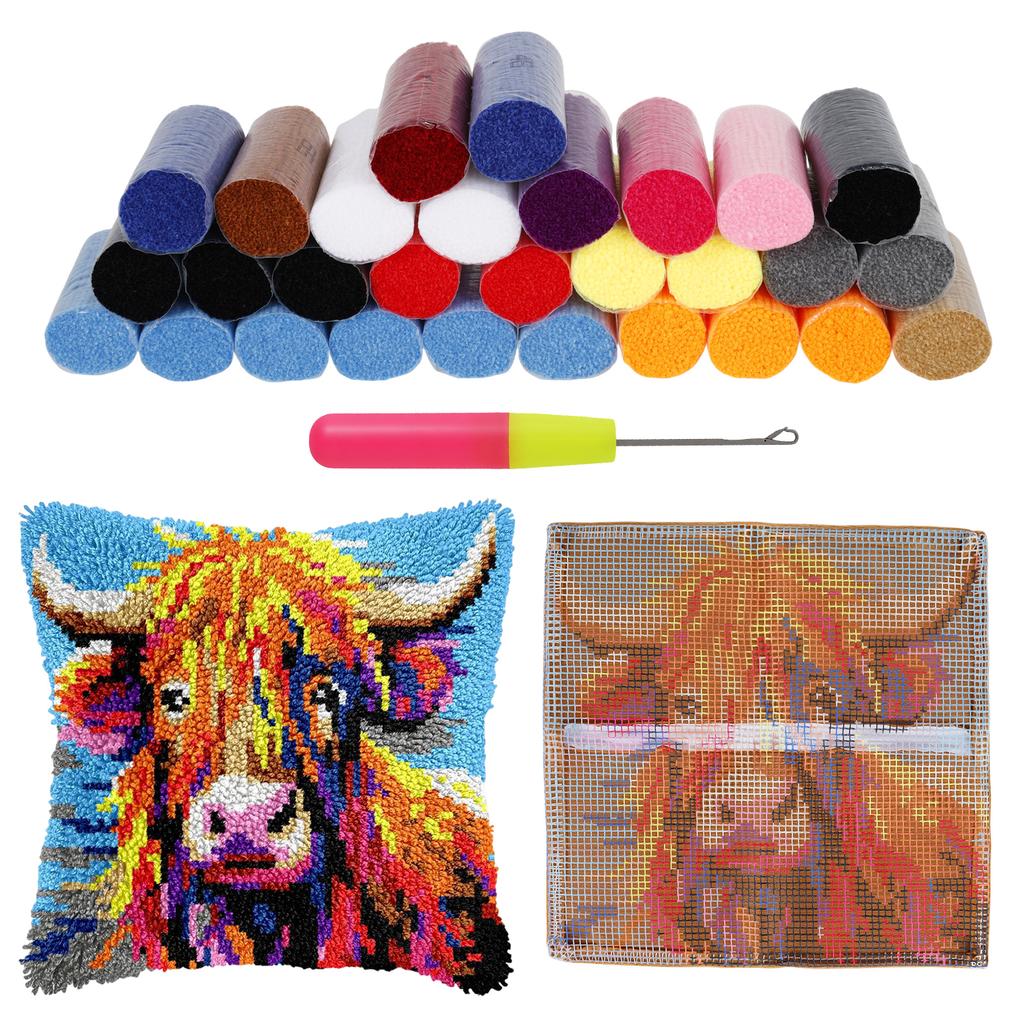 Home Decor Cushion Cover Suitable Animal 3D DIY Latch Hook Pillow Kit for Christmas Halloween Sofa Bedroom Car Pillow Cover