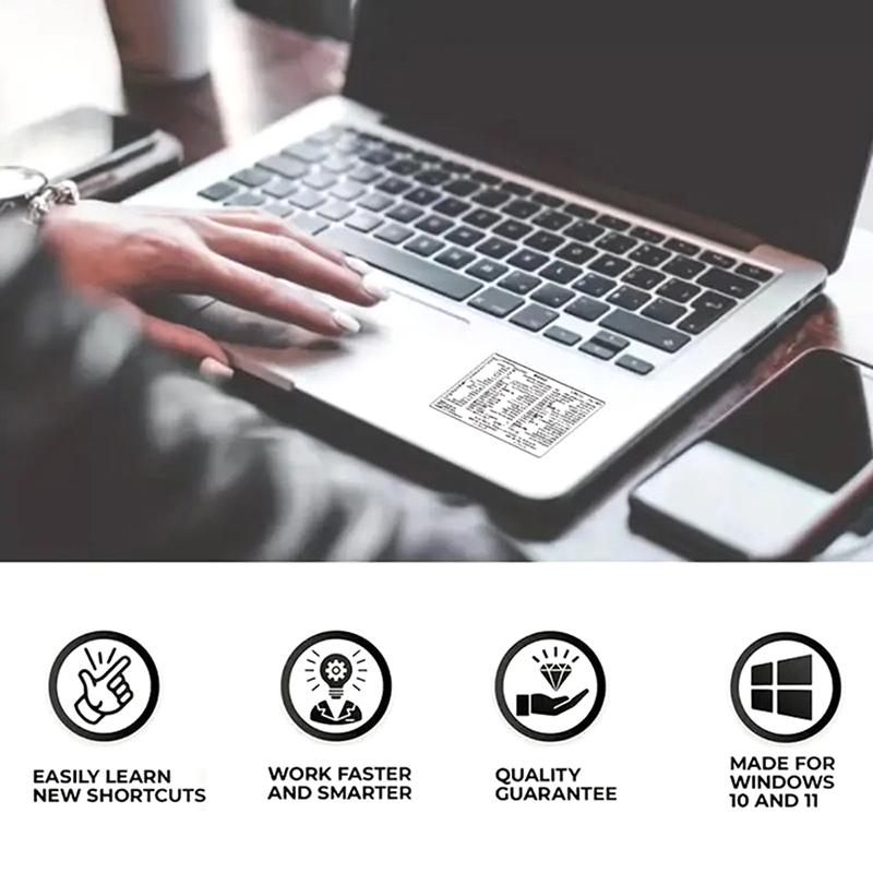 5 buc. Autocolant de referință pentru tastatură Windows/Word, Autocolant cu scurtături de computer, Autocolante adezive detașabile pentru ghid rapid de referință pentru tastatură