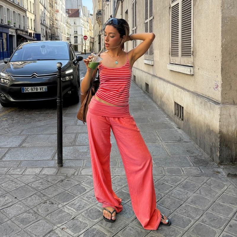 Womens Streetwear Set: Colorful Striped Spaghetti