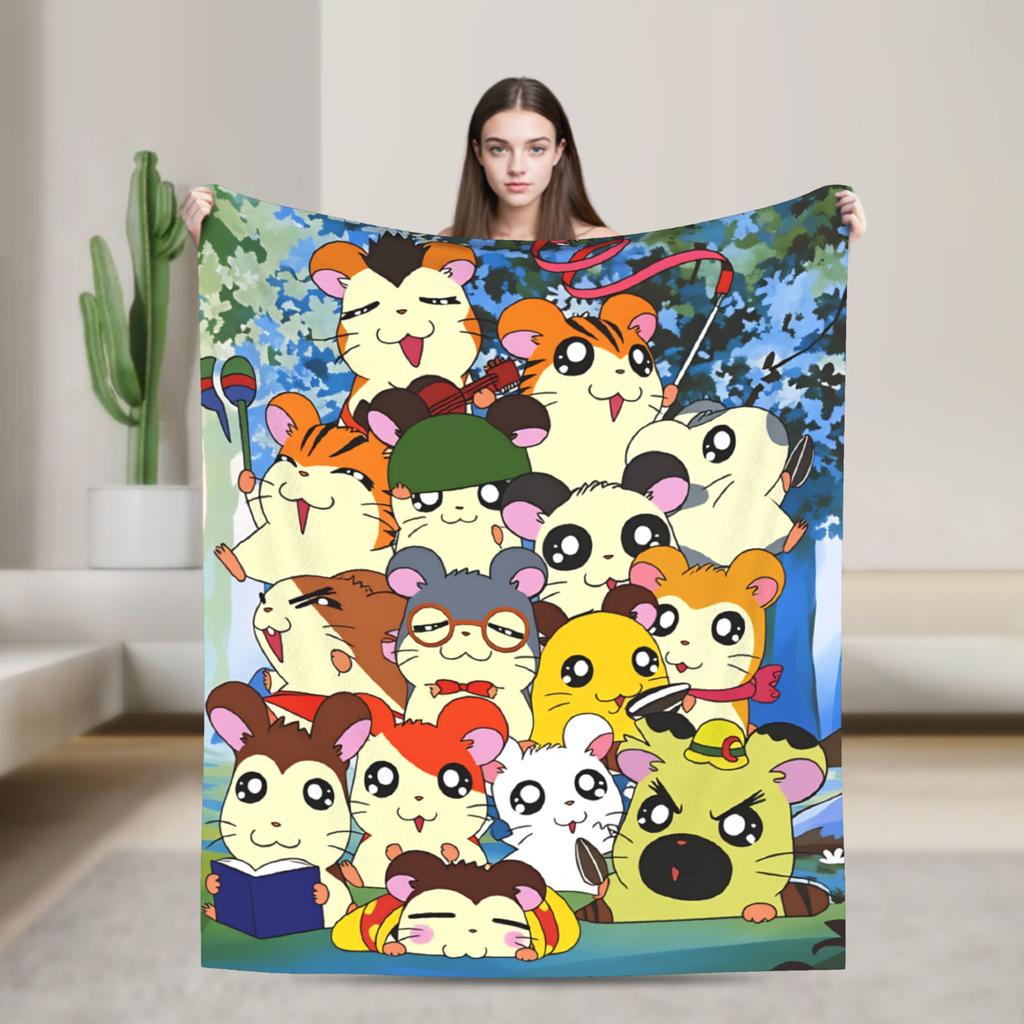 Adventure Story Hamtaro Blanket Super Warm Novelty Plush Bedding Throws For Bedroom Airplane Travel Flannel Bedspread Bed Cover
