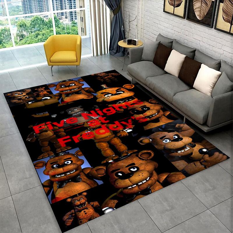 Klassischer F-FNAF Horror Spiel Freddy Teppich Teppich für Spielzimmer Schlafzimmer Wohnzimmer Sofa Heimdekoration, Kinderteppich Rutschfeste Fußmatte