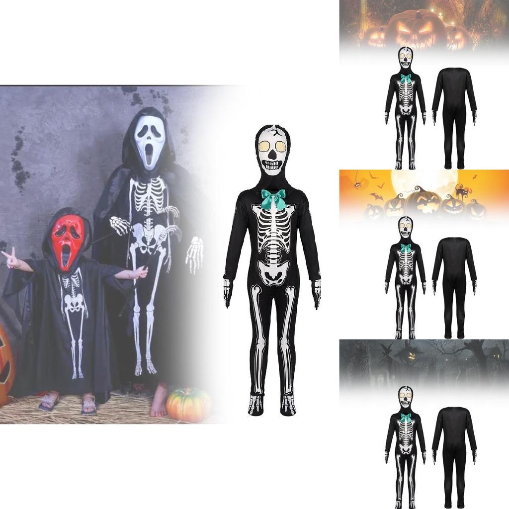 Stylish Kids Skeleton Grim Reaper Costume For Stage Performances And Halloween Gatherings