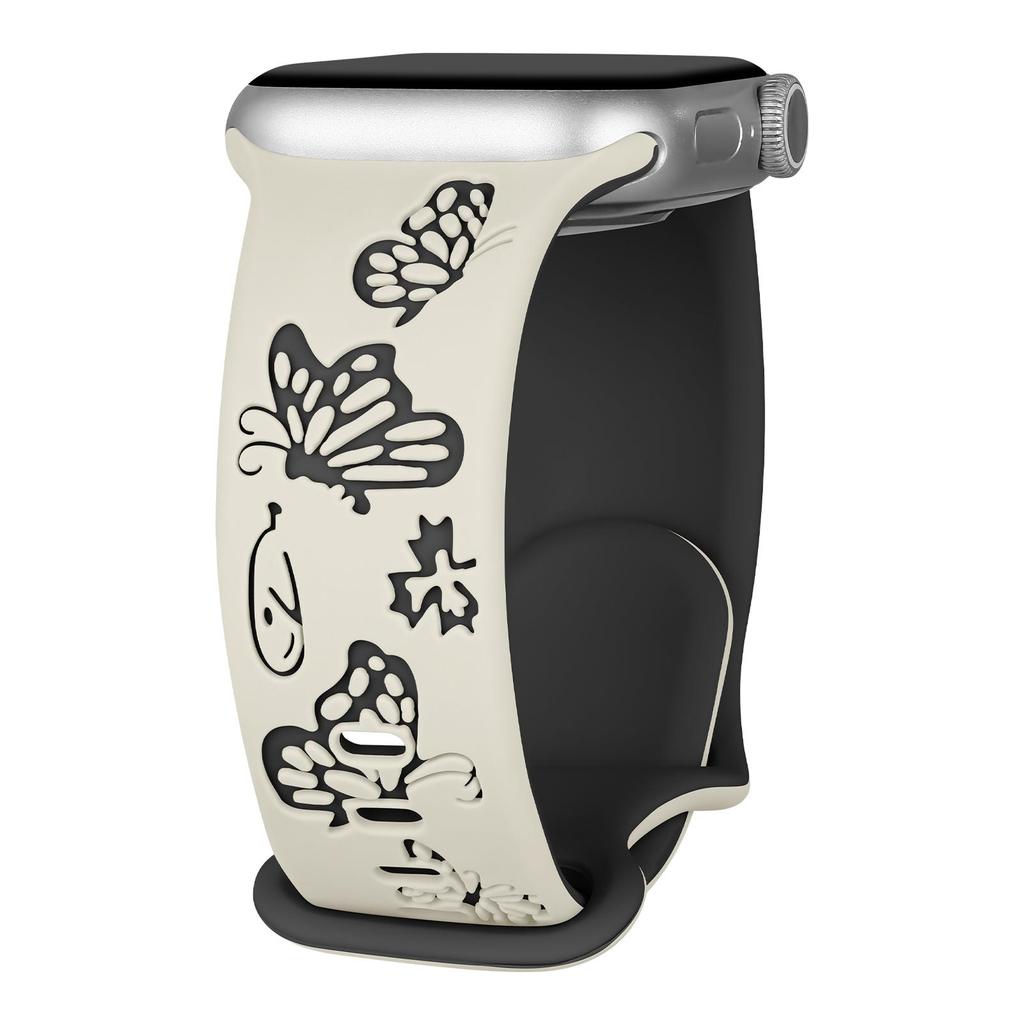 Cute Carved Butterfly Soft Silicone Strap For Apple Watch Ultra 2 49mm S11 S10 42mm 46mm For iWatch SE 9 8 7 6 5 4 3 38mm 45mm