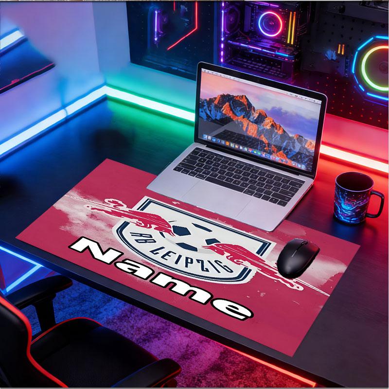 Custom Name Personalized RB Leipzig Pattern Mousepad, Laptop PC Desk Mat, Decorative Desk Mat for Home Keyboard Pad Gift