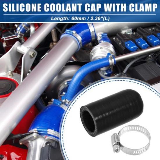 25mm ID Silicone Coolant Cap with Clamp for Car Coolant Heater Bypass Black