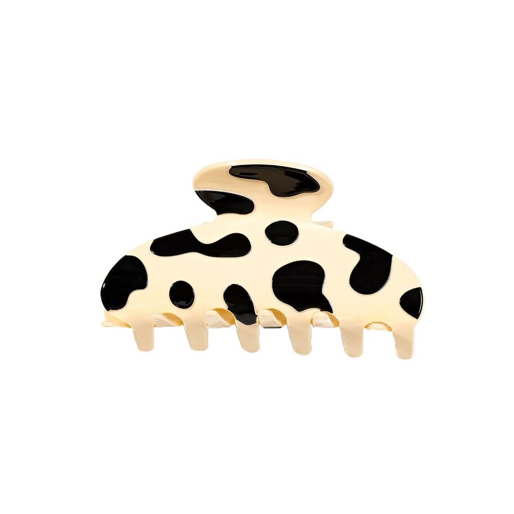 

Korean Style Large Shark Clip Hair Accessories Acrylic Grab Clip Cow Pattern Hair Claw Female жовтий