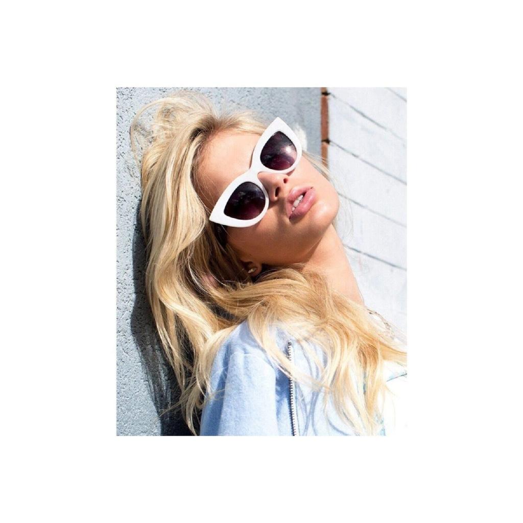 Ochelari de soare de damă cu design ochi de pisică cu cadru gros alb
