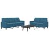 VidaXL Set of 2 Velvet Blue Sofas with Cushions, Sofa, Sofa Seat, Recliner Sofa, Comfort Sofa, Chair 3278400