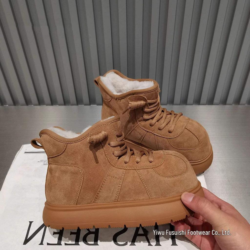 Botas de Neve de Algodão para Meninas com Cabeça Grande de Capivara e Veludo – Sapatos Pão para Todas as Estações 2025