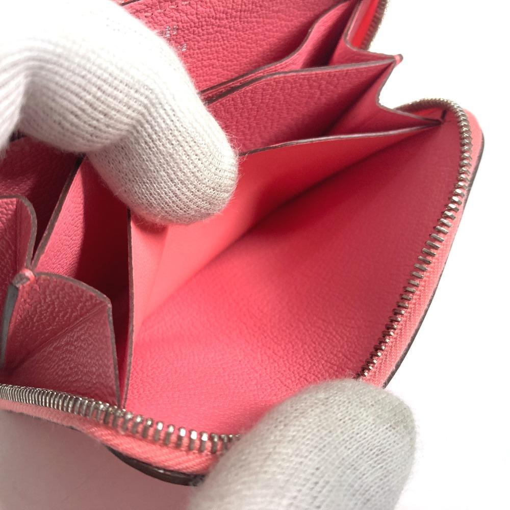 HERMES Zip Angor Wallet Coin Compartment Zip Around coin purse Leather pink