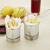 2PCS Mini Round Stainless Steel Deep Fry Basket, French Chip Frying Serving Food Baskets Mini French Fry Chips Baskets Net for Snacks Reusable Fries