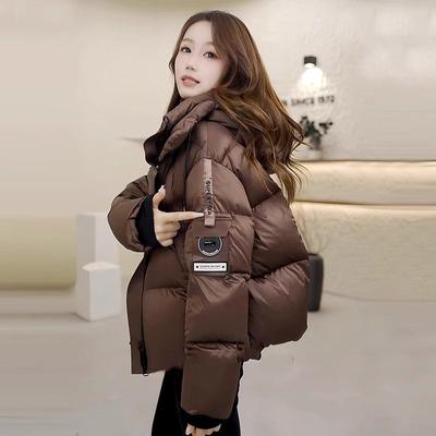 Winterbrauner kurzer gepolsterter Mantel Damen dicke warme Pufferjacke