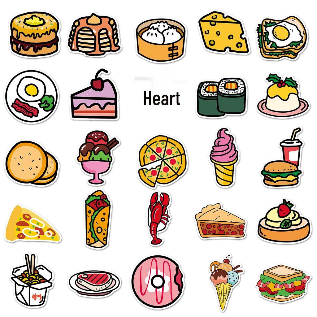108 Cute Cartoon Food Stickers for Kids: Journal, Suitcase, Phone & Water Bottle Decoration