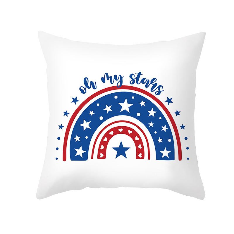New American Independence Day Pillowcase, Simple Peach Skin Velvet Printed Cushion Cover, Sofa Pillow Cover