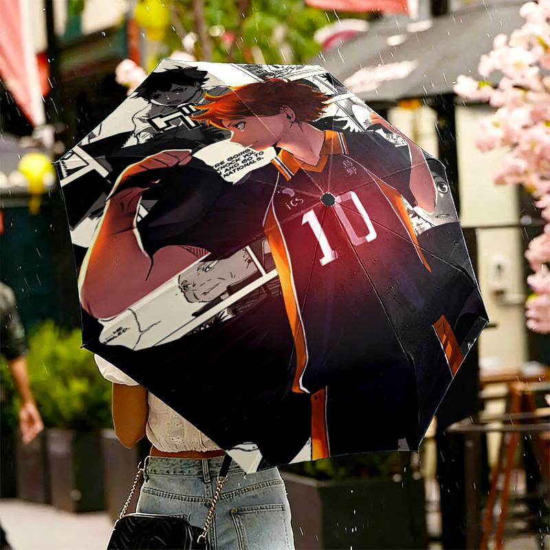 Haikyu Print Umbrella Automatic Opening/ Closing - Portable Foldable Design - Daily use for Travel/Outdoor - Gift for Birthday