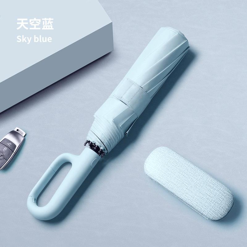 New 10-bone Vinyl Sunscreen Automatic Double Keel Ring Buckle Handle Three-fold Umbrella Fixed Umbrella