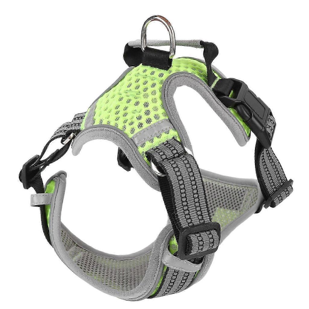 Dog Harness Breathable Soft Reflective Adjustable Pet Dog Vest with Handle Leash Ring for Walking Running L