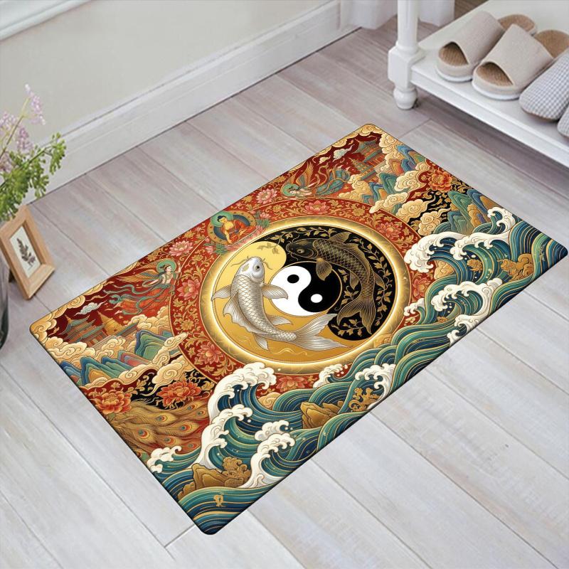 Yin Yang Koi Fish Carpet Rug for Living Room Bedroom Home Sofa Decoration,Kids play Non-slip Floor Mat
