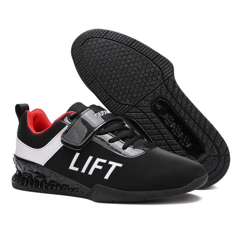 Men Weightlifting Shoes for Heavy Lifts Squats Powerlifting Durable Lifting Sneakers Big Size Black White