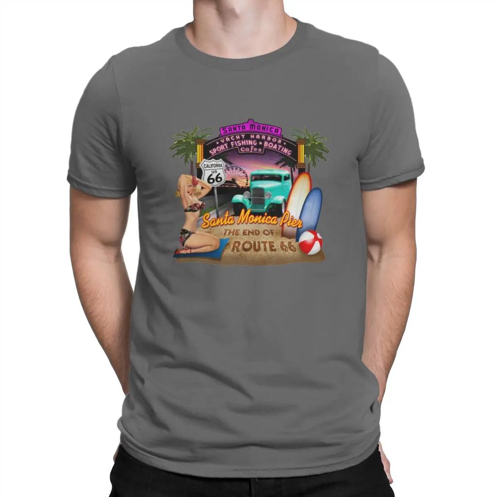 Famous Highway T-Shirt Men Vintage 66 Route Vintage 100% Cotton Tee Shirt Crew Neck Short Sleeve T Shirt New Arrival Clothes