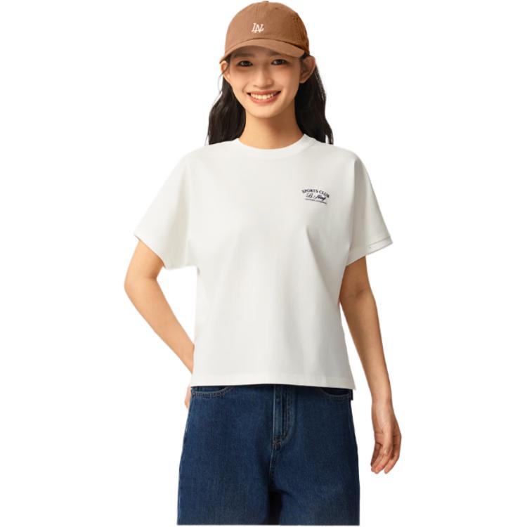 Li Ning Sports Lifestyle Series Casual Eenvoudig Letter Ronde Hals Pullover Losse Korte Mouw T-Shirt Dames T-Shirt Gebroken Wit AHSV464-4