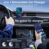 NEW 4 In 1 Retractable Car Charger 120W Super Fast Charge Car Phone Charger 2 Retractable Cables & 2 Ports Car Charger