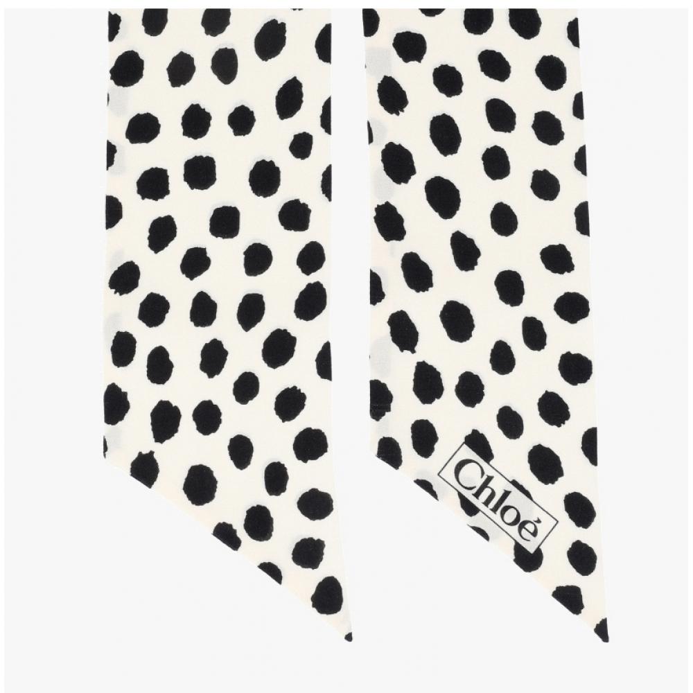 Chloe Dot Band Skinny Twill Silk Scarf 94q
