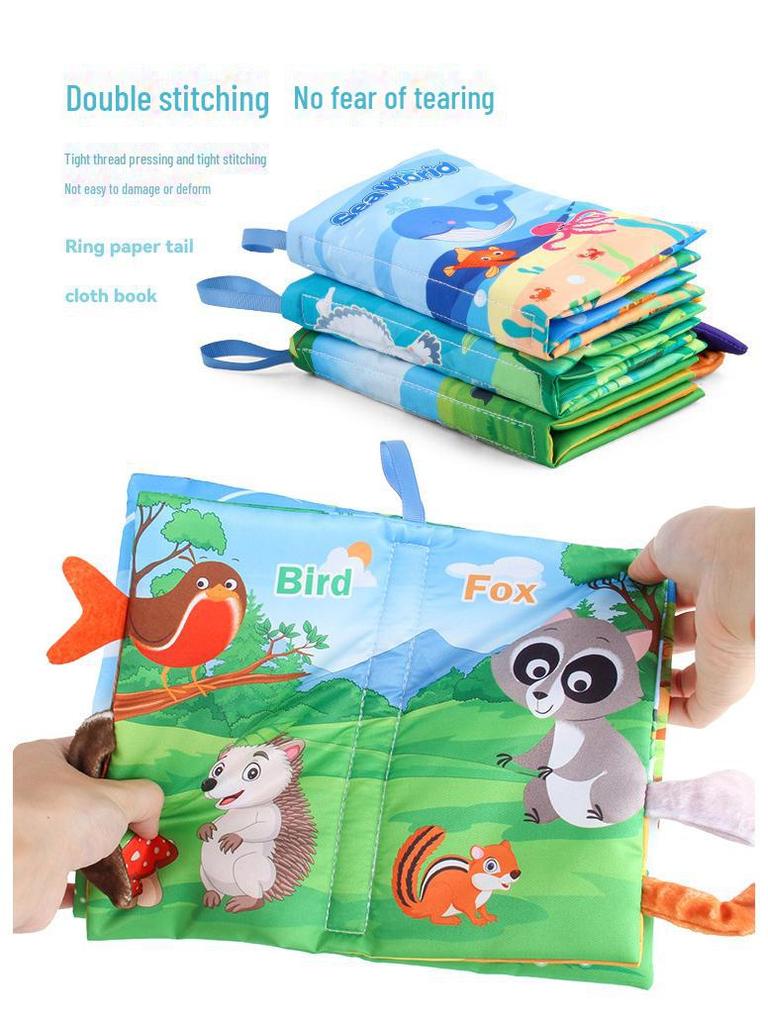 Reißfestes Baby-Stoffbuch mit Tierschwanz: 3D-Spielzeug für die Früherziehung