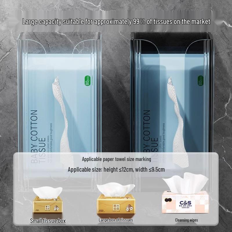 Wall-Mounted Transparent Tissue Box for Kitchen & Bathroom