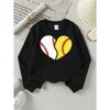 Girls' Long-Sleeve Casual Crewneck Sweatshirt | Baseball Softball Heart Design, Suitable For Outdoor Sports And