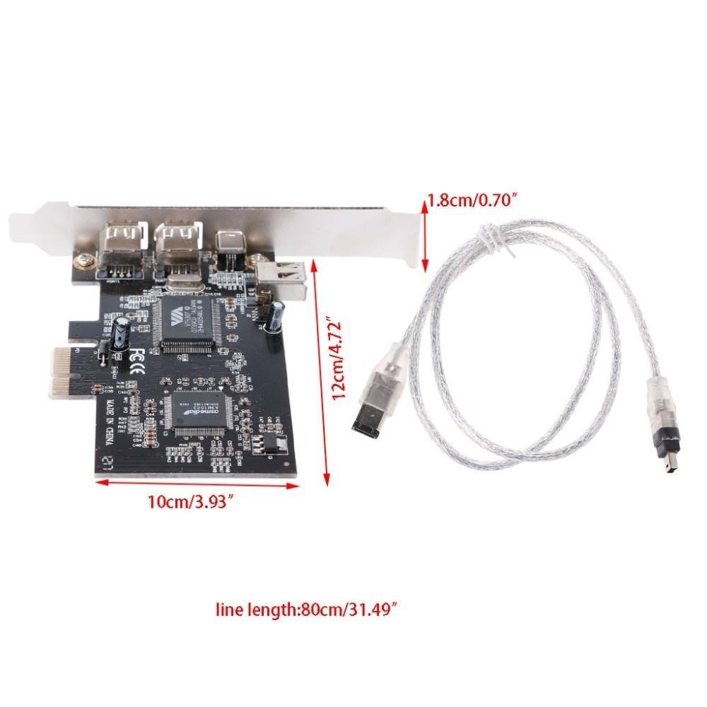 Plastic IEEE 1394a Expansion Card Black PCI Express Firewire Adapter For Desktop PC