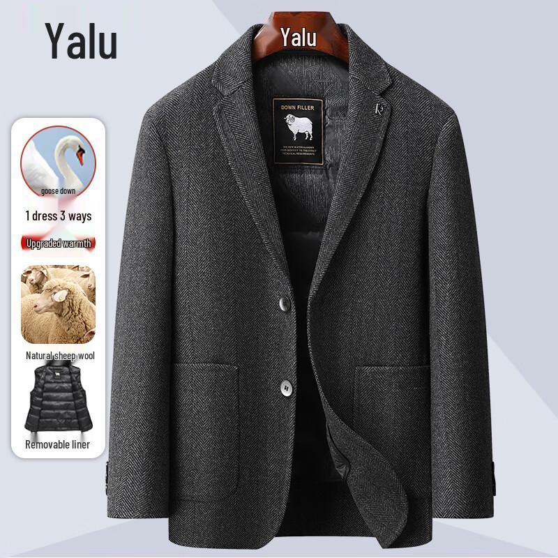 Yalu Men's Goose Down Wool Blend Business Casual Blazer