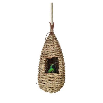 Kolibri-Häuser zum Aufhängen im Freien, Naturgras, hängende Vogelhütte, handgewebtes Kolibri-Nest