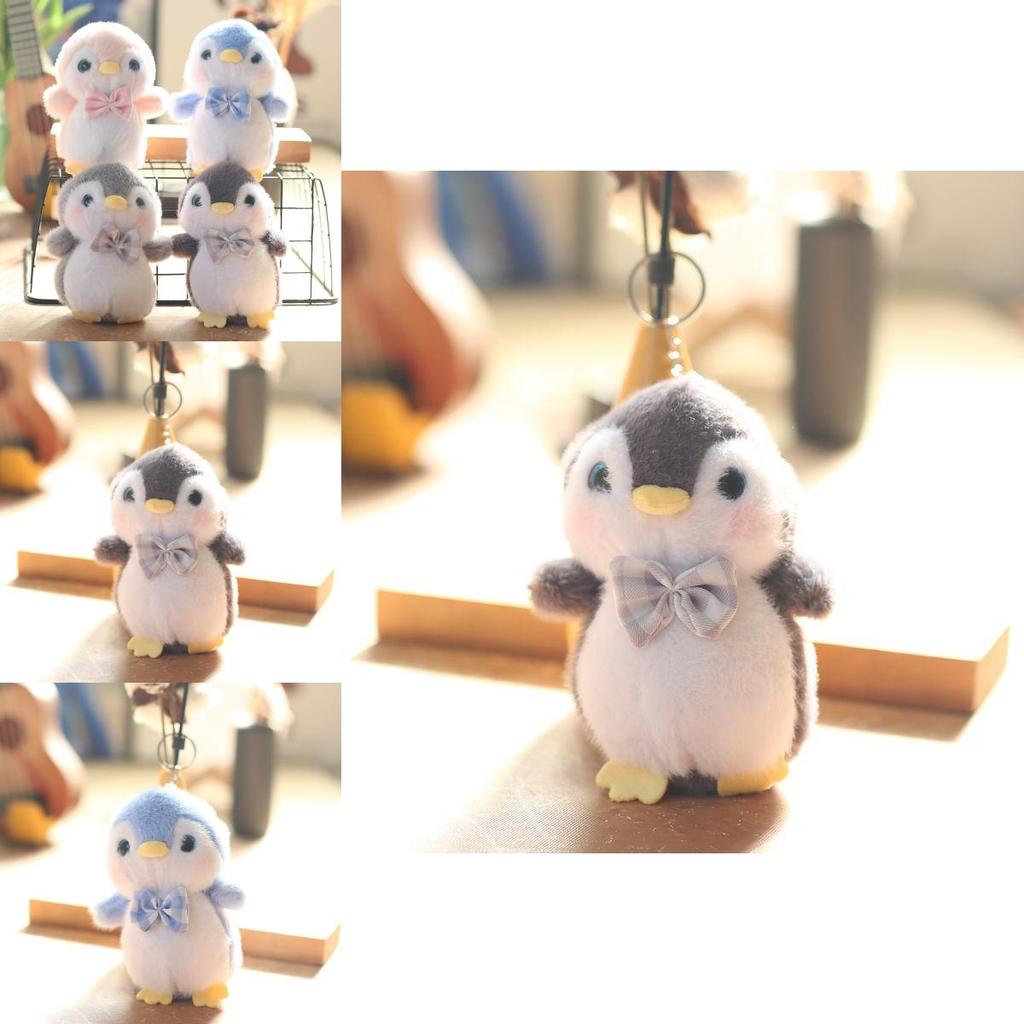 Penguin Plush Toy Keychain Backpack Charm Soft Rabbit Fur Stuffed Animal 14cm Gift For Kids