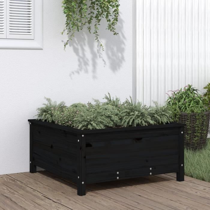 VidaXL Jardinière noir 82,5x82,5x39 cm bois massif de pin 825300