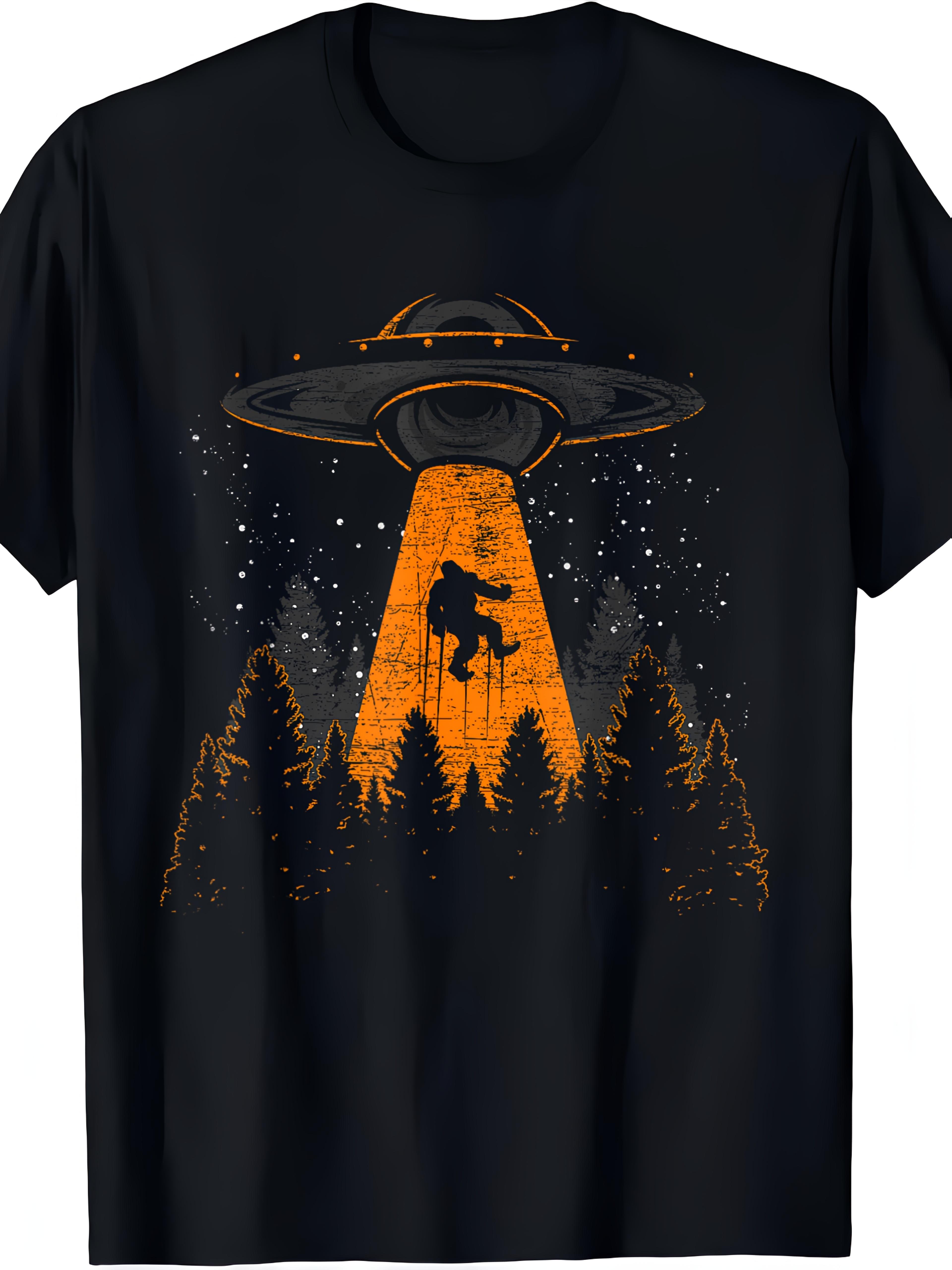 Sasquatch UFO Graphic TShirt 100 Cotton ONeck Short Sleeve Summer Casual Mens Tshirt Streetwear S