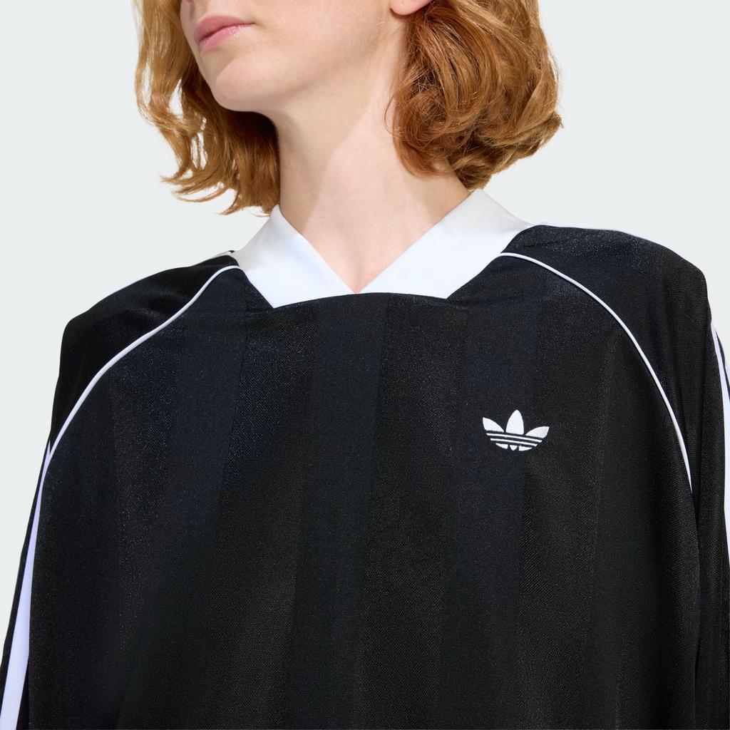 adidas Originals 3-Stripes Jacquard Loose V-Neck Pullover Long Sleeve T-Shirt Women Tops KD2897