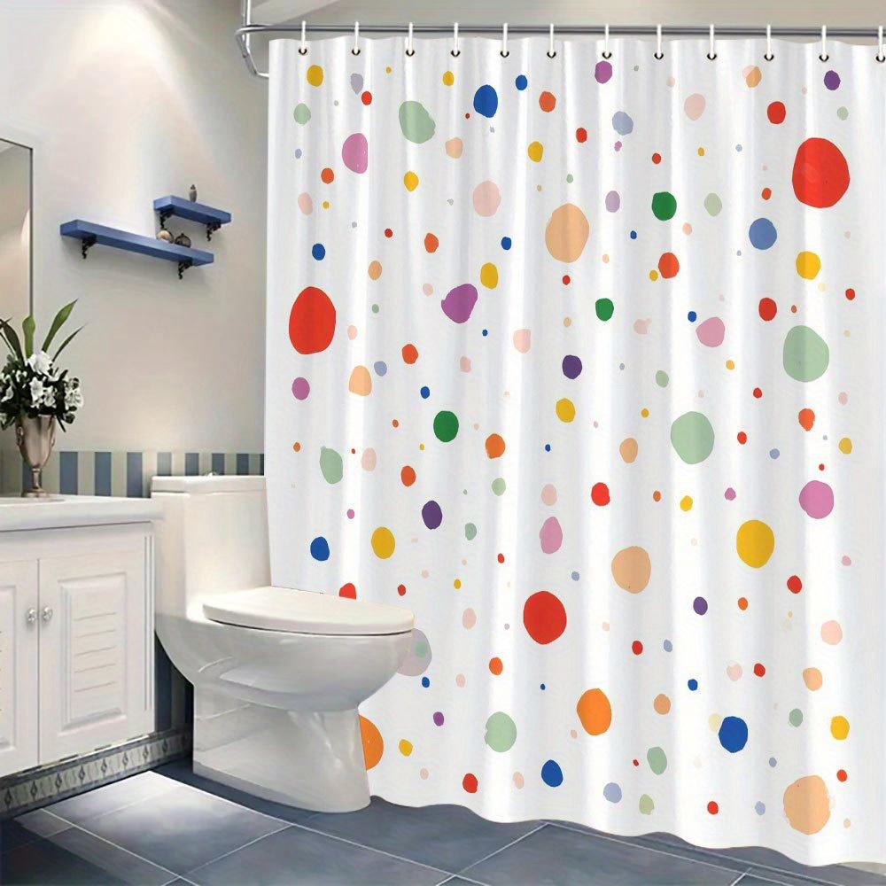 Colorful Shapes Curtain - Modern Design, Vibrant Colors, Polyester, 70In, Machine Washable, 12 Hooks