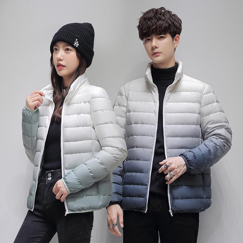 Nouvel Hiver Veste en Duvet à Manches Longues pour Homme Décontractée Ample Version Coréenne Veste à Col Montant Homme Duvet de Canard Blanc Chaud et Froid