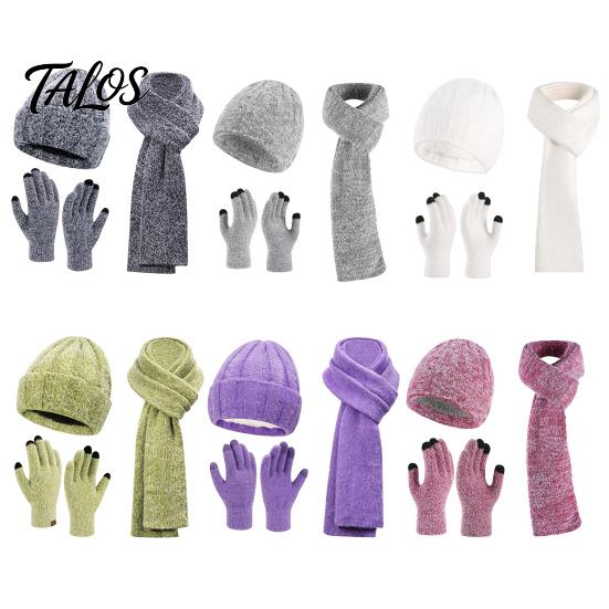 Matching Scarf And Touch Screen Gloves Set Winter Hat for Women, Warm Knitted Hat, Holiday Gift Friends Family Gloves, 71 Inch Scarf, Cozy Knit