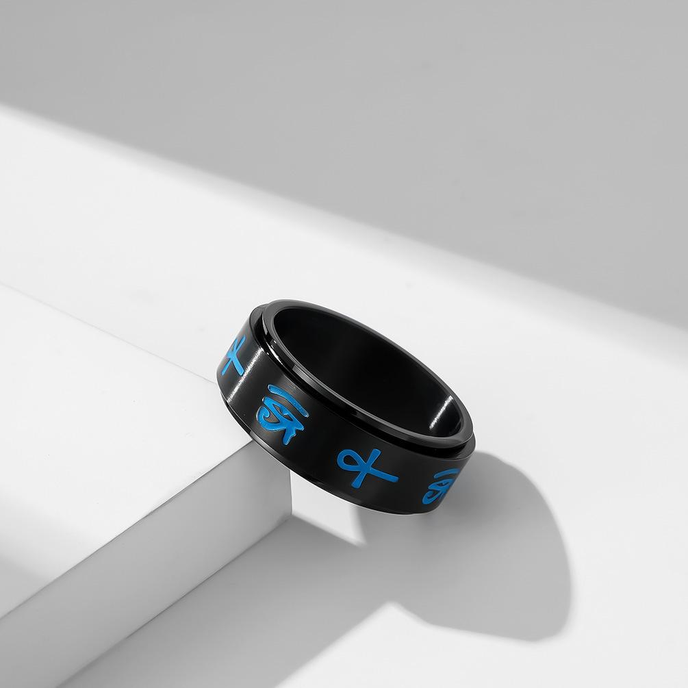 Kreuz Horusauge Edelstahl Drehring Lindert Angst und baut Stress ab Handgefertigt