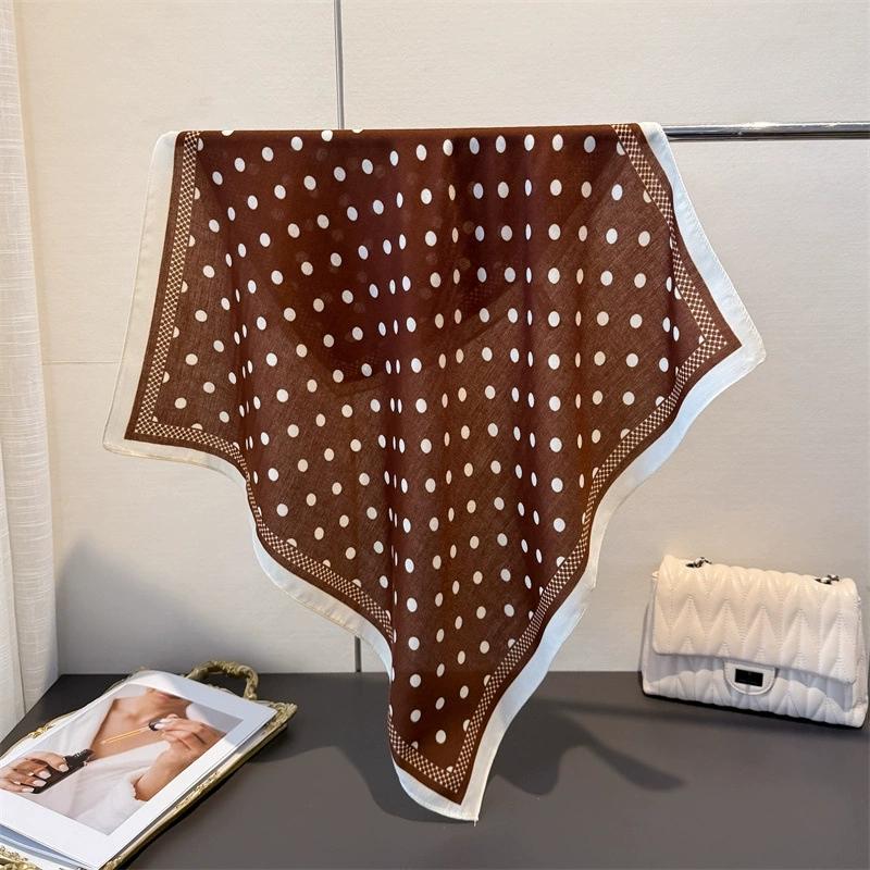 68Cm Small Square Feminine Polka Dot Scarf Hijab Female Headband Kerchief Retro Neck Tie Shawl Wrap